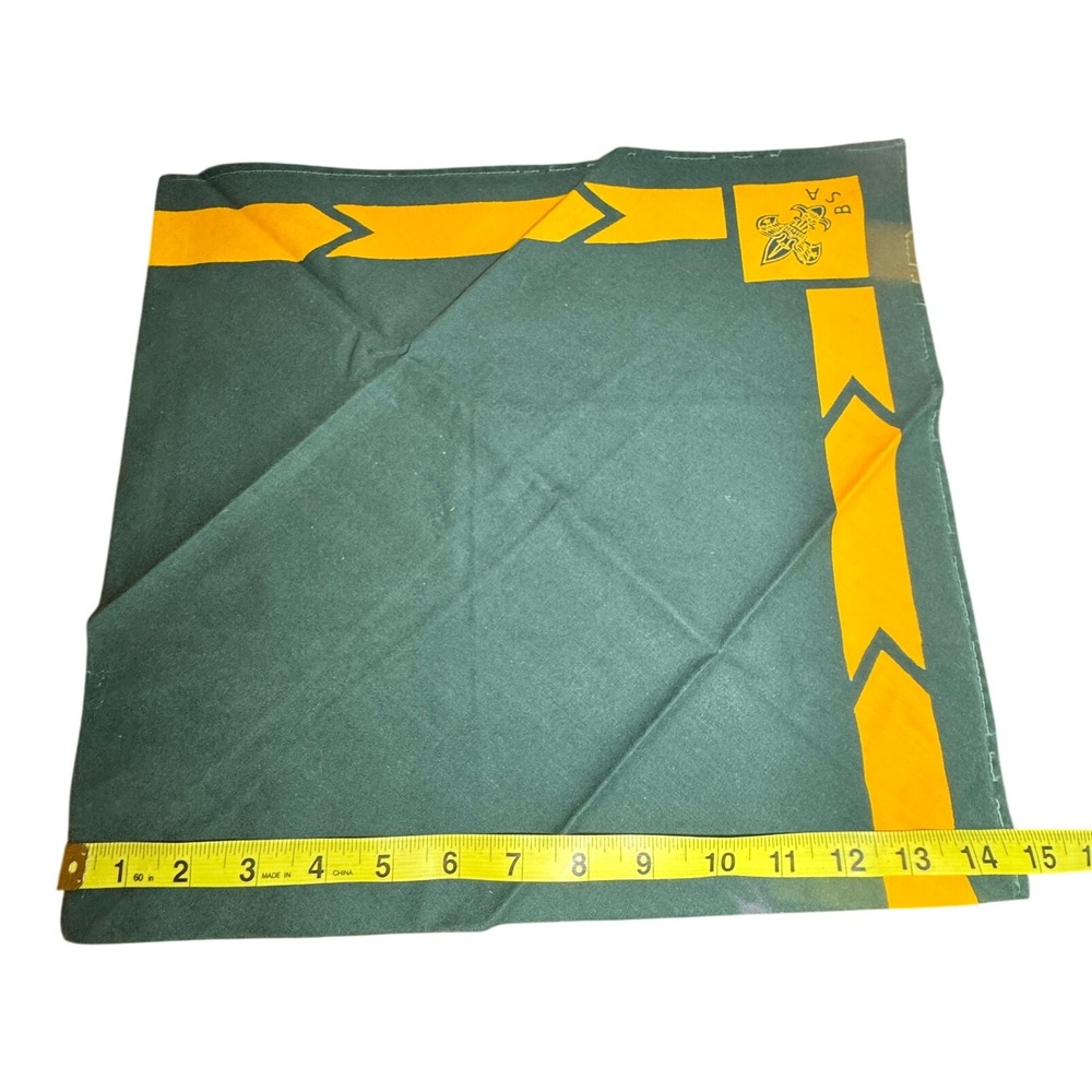 Vintage BSA Explorer Scout Neckerchief Green Gold Boy Scouts Uniform Scarf 1970 - Picture 8 of 9